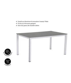 MWH Loft-Tisch Elements, Ca. B160/H74/T90 Cm -Garten Moebel Haus Geschaft 1897149 WE IG 001 ElementsTisch160x90x74cmSilberNEU