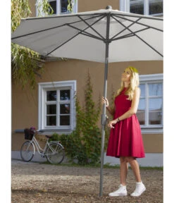 Dehner Schirm Milos, Rund, Ca. Ø294 Cm -Garten Moebel Haus Geschaft 6702864 WE MO 001 SchirmMilosHellgrauNeu